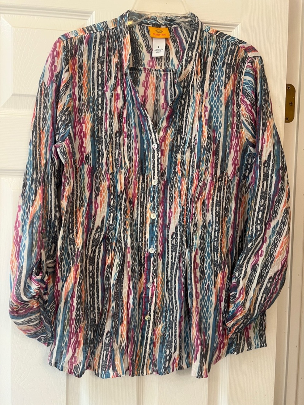 Ruby Rd. Multicolor Striped Button-Down Blouse - Picture 4 of 5